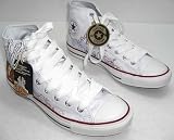 Converse 108150 Mens’ white/ black / red leather hi top baseball style boots. UK BNIB