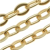 51DK 7N8dlL. SL160  Matte 22K Gold Plated Flat Oval Cable Chain 6mm   Bulk By The Foot