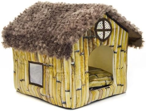 Luckii Rosey Form New Cute Cozy Removable Soft Pet Banda House Bed for Small Medium Dog Bamboo House 40*35*35cm