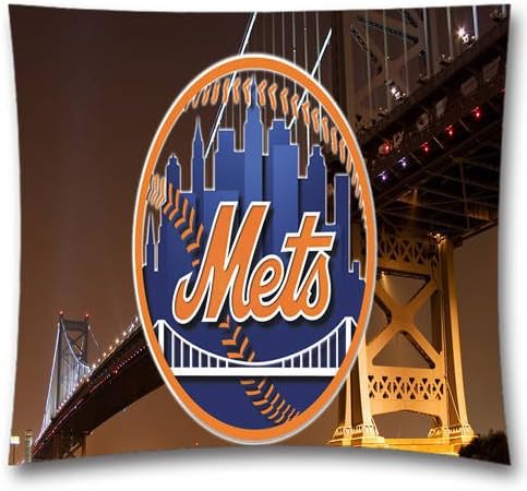 Popular Cotton Linen DIY Decorative Pillowcases Throw Pillow Cushion Cover For MLB,,Personalized new york mets Custom Pillowcase,Cover Size:18x18Inch
