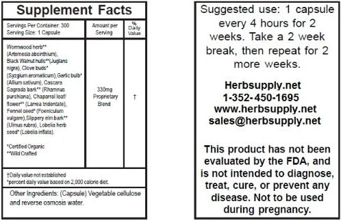 Anti-parasite Formula 100 Vegetable Capsules