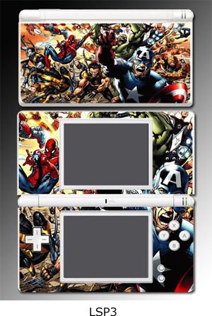  Spiderman Captain America Comic Vinyl Decal Cover Skin Protector 3 for Nintendo DS Lite