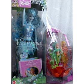 Click here to buy Barbie Fairytopia Sparkle Fairy (Aqua) and 2 Petal Pixies Mermaids Gift Set by Barbie