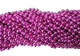 33 inch 07mm Round Metallic Hot Pink Mardi Gras Beads - 6 Dozen (72 necklaces)