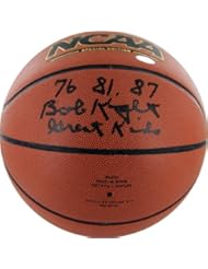 NCAA Indiana Hoosiers Bob Knight Autographed Basketball with "76,81,87 Great Kids" Inscription, Brown