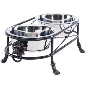 Pet Goods Lion's Head Double Diner Elevated Pet Feeder