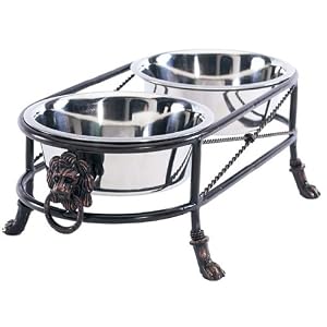 Pet Goods Lion's Head Double Diner Elevated Pet Feeder