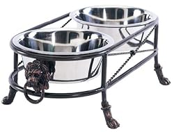 Pet Goods Lion's Head Double Diner Elevated Pet Feeder with Two Bowls