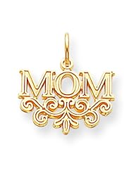 10K Yellow Gold Mom Charm Polished Mother Jewelry