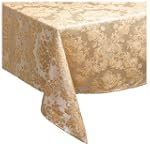 Waterford Table Wiltshire 70 by 144-Inch Oblong Table Cloth, Platinum/Gold