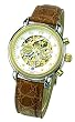 Charles Hubert Paris - Men's Premium Automatic Skeleton Dress Watch with White Face-plate, Gold-tone Hands, and Gold-tone Accents