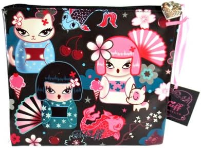 Fluff Kimono Cuties & Neko Flat Makeup / Cosmetic Bag