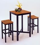 Black/ Oak Bar Table with 2 Stools