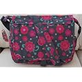 A4 folder Size Courier or sling style messenger bag Modern pink flowers desgin travel cabin or hand luggage school