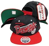 Georgia Bulldogs Diagonal Script Black/Red Two Tone Plastic Snapback Adjustable Plastic Snap Back Hat / Cap
