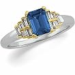 14K Two-Tone Gold Sapphire and Diamond Ring