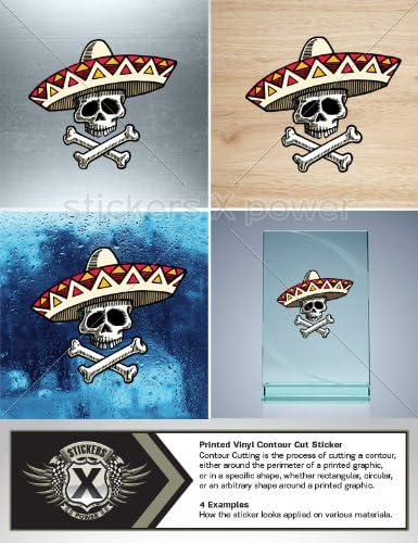 Sticker Vinyl Decals Mexican Skull Car Window,Helmet,Truck,Boat,Vinyl Art Decor Size: 4 X 3.5 Inches Vinyl color print