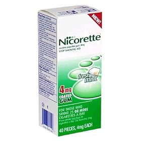Nicorette Stop Smoking Aid, 4 mg, Fresh Mint, Coated Gum 40 pieces