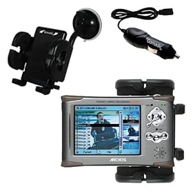 Archos AV480 Flexible Auto Windshield Holder with Car Charger - Uses Gomadic TipExchange by Gomadic for the Archos AV480