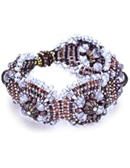 Miguel Ases Blue Quartz and Plum Bead 5-Station Magnetic Bracelet