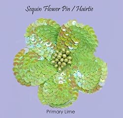Sequin Flower Pin / Hair Tie ~ Lime