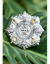 Amethyst and citrine brooch pendant, Omkara