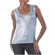 Isaac Mizrahi Foil-Print Cable-Knit Tank- Delphinium