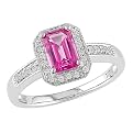 10K White Gold .125ct.t.w. Diamond-Accented Pink Topaz Ring