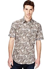 Autograph Slim Fit Pure Cotton Palm Print Shirt