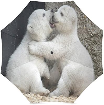 Mother/Father Gift Polar Bear Kiss Each Other Compact Travel Windproof Rainproof Umbrella