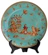 Chinoiserie plate - porcelain 10"D, turquoise