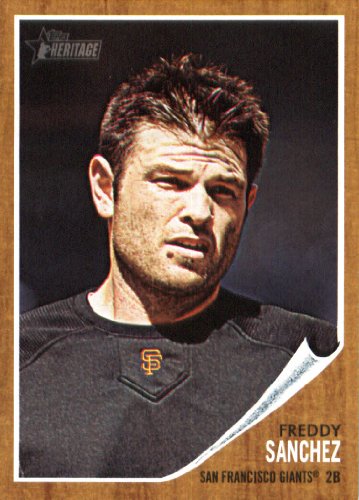 2011 Topps Heritage Baseball Card # 188 Freddy Sanchez - San Francisco Giants - MLB Trading Card in Screwdown Case