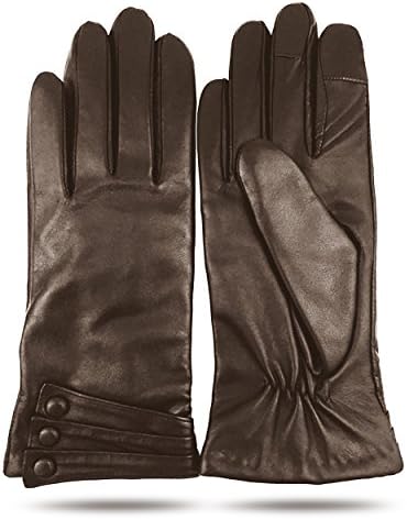 iGT CLASS Women's Touch Screen Winter Texting Leather Gloves Brown Medium