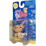 Littlest Pet Shop Single pack Cuddliest brown bulldog #719 with rope