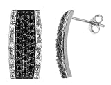 Black & White 1.0 Carat (ctw) Diamond Earrings in 14K White Gold