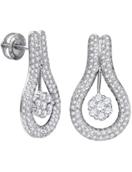 14KT White Gold 1.71CT Round Diamond Ladies Fashion Flower Earrings