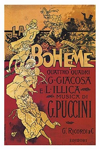 Puccini - La Boheme by a Hohenstein. Art Print Poster 19.75 inches width by 27.5 inches height. Highest Quality Art Poster Print