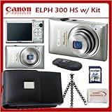 Canon Powershot 300 HS Digital ELPH Camera (Silver) w/ SSE "Executive Packa ....