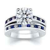 2.75 CT ROUND DIAMOND W ROUND BLUE SAPPHIRE RING SET