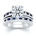 2.75 CT ROUND DIAMOND W ROUND BLUE SAPPHIRE RING SET