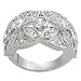 Tressa Silvertone Pave-set and Round-cut Cubic Zirconia Flower Ring