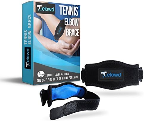 Premium Tennis Elbow Brace (2 Pack) by Melowd - #1 Pain Relief for your Tendonitis and Forearms - Features Neoprene and Nylon Compression Pad - Adjustable for Custom Fit - PLUS BONUS E-Book