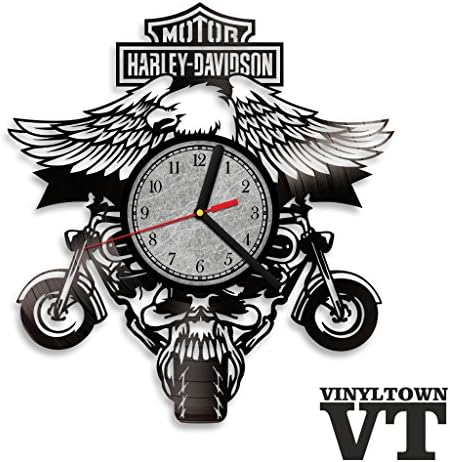 Harley Davidson Logo Skull Motorcycle Vinyl Record Wall Clock. Home decor. Perfect gift for your kids, children and friends