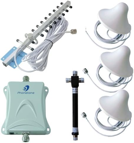 70db gain Large coverage 1700MHz AWS 3G 4G Mobile Cell Phone Signal Booster Repeater Amplifier Kit with Outdoor Yagi Antenna and Two indoor Omni-directional Ceiling Dome Antennas