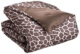 Royal Opulance Woven Satin Comforter Mini Set Giraffe, Brown/Ivory, Twin