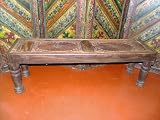 Antique India Wooden Carved Bench Table Teak / Architectural Antiquities