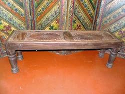 Antique India Wooden Carved Bench Table Teak / Architectural Antiquities