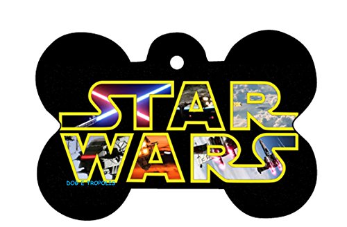 Star Wars Darth Vader Storm Tropper Custom Pet ID Dog Cat Tag Identification Personalize Photo Bone Shape with Key Ring (Star Wars, Bone)