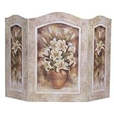 Lily Flower 3 Panel Decorative Fireplace Screen