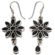 Silver Dangle Earrings Onyx Gemstone Jewelry 1.5 inches (erg106)